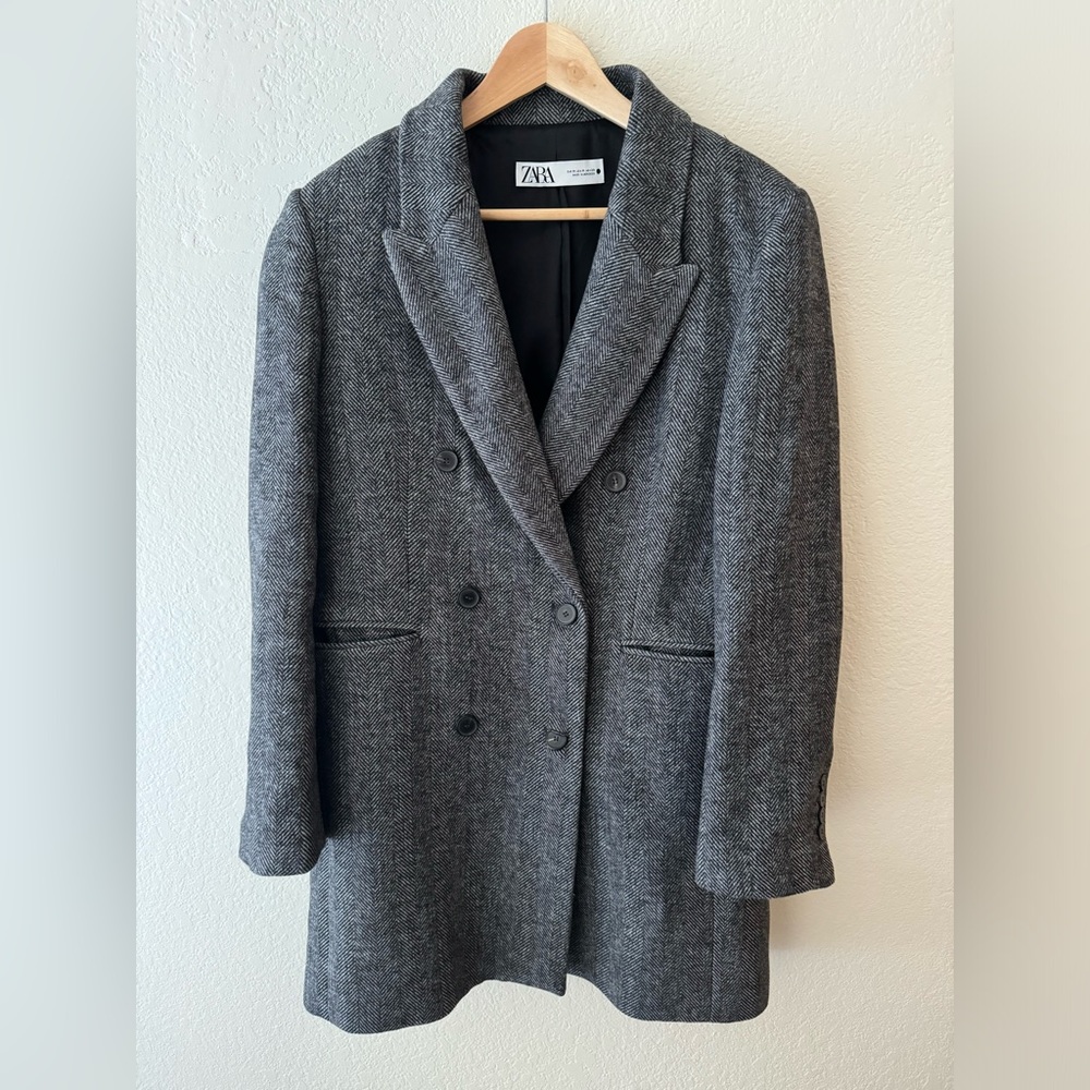 Zara grey wool coat size medium
